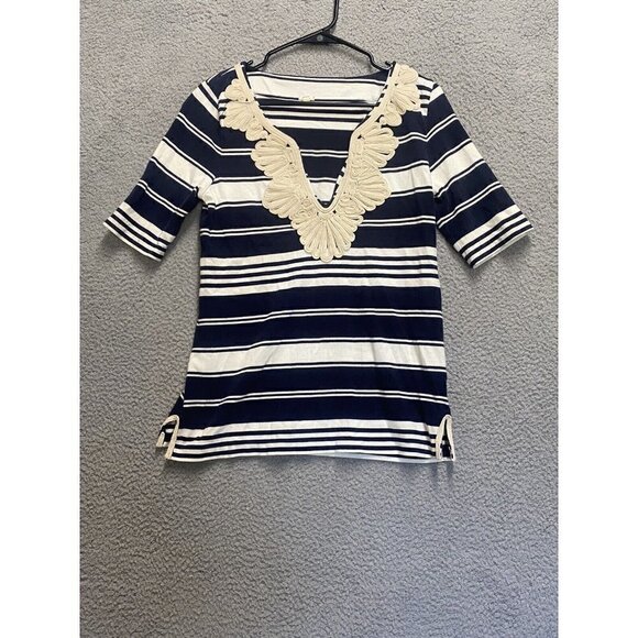 Saint James Tops - J Crew Women’s Short Sleeve Striped Short Small Blue White T Shirt